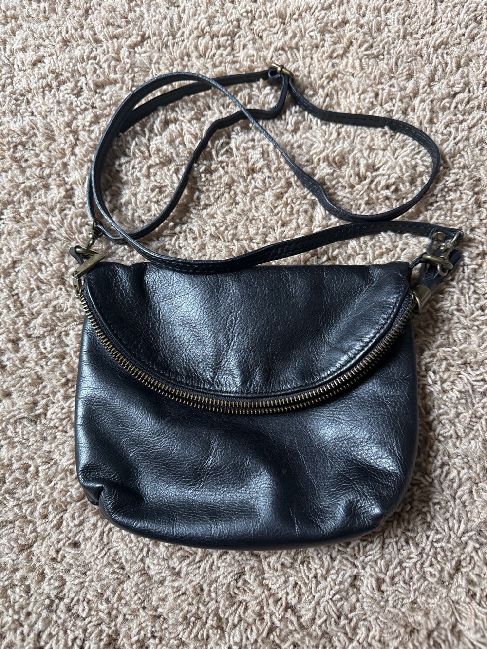 Black Leather Crossbody Bag - Contemporary Women's Shoulder Purse